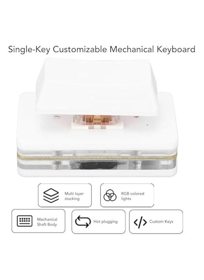 1 Key Programmable Macro PC Keyboard, User Defined USB Button Single Keyboard, RGB Mechanical OSU Keypad, USB C Wired Customized Shortcut Key for Gaming (White)