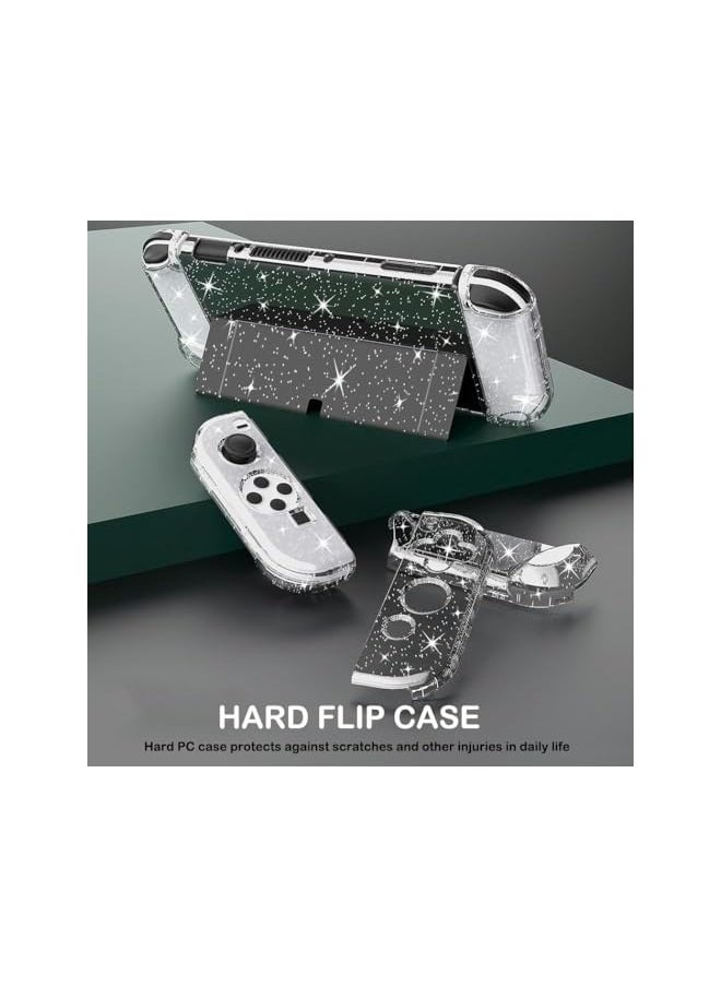 Case for Nintendo Switch, Cover for Nintendo Switch OLED 2021, Clear Protective Case for Switch OLED and Joy Con Controller,-Not Easy to Fall Off -Glitter