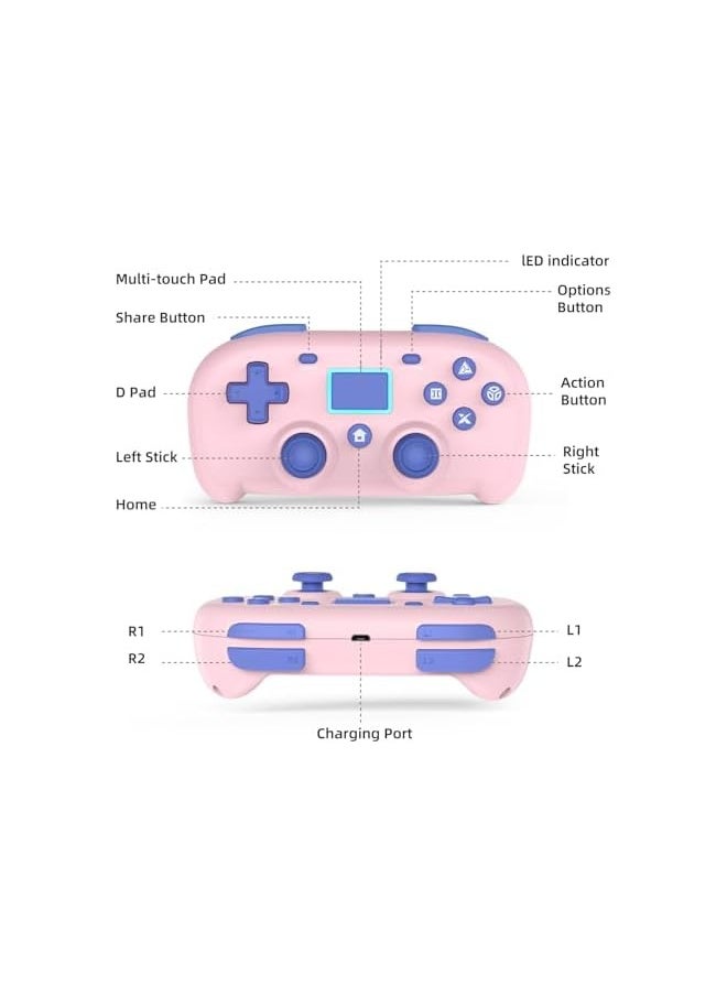 Wireless Controller ,Mini Style Gamepad Compatible with /Pro/Slim,PC Game Remote for Window10/8/7,Gaming Controller with Dual Vibration/6-Axis Sensor/Audio Function(Pink)