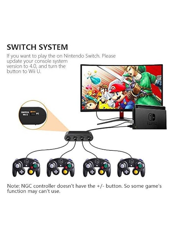 Controller Adapter for Nintendo Switch/WII U/PC, Controller Adapter for Gamecube Controller Adapter Turbo Feature Adapter and Vibration Features with 180cm Long Cable