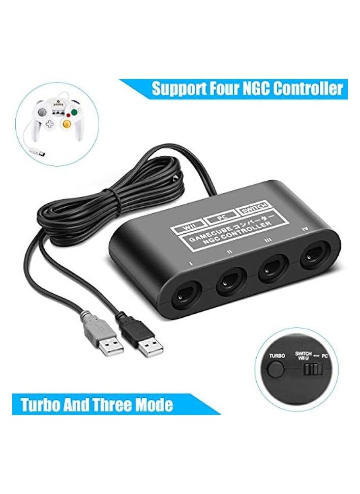 Controller Adapter for Nintendo Switch/WII U/PC, Controller Adapter for Gamecube Controller Adapter Turbo Feature Adapter and Vibration Features with 180cm Long Cable