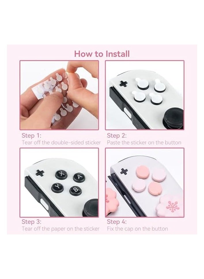 Silicone Cross D-Pad Button Caps Set Cute Joystick Cover - ABXY Key Buttons Sticker Compatible with Nintendo Switch/OLED Joy Con