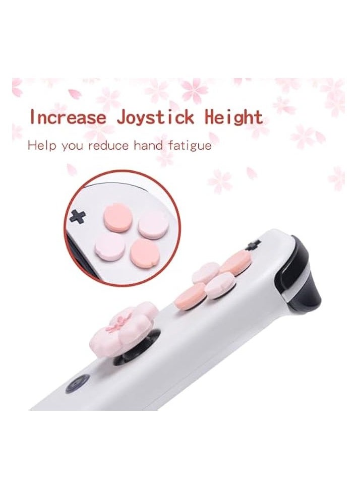 Silicone Cross D-Pad Button Caps Set Cute Joystick Cover - ABXY Key Buttons Sticker Compatible with Nintendo Switch/OLED Joy Con