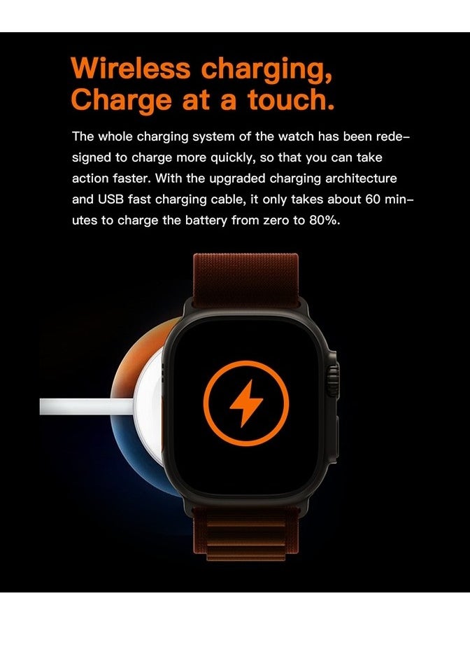 T10 Ultra Smart Watch 2.09-Inch HD Display with Bluetooth Calling Sleep and Heart Rate Monitoring IP67 Waterproof