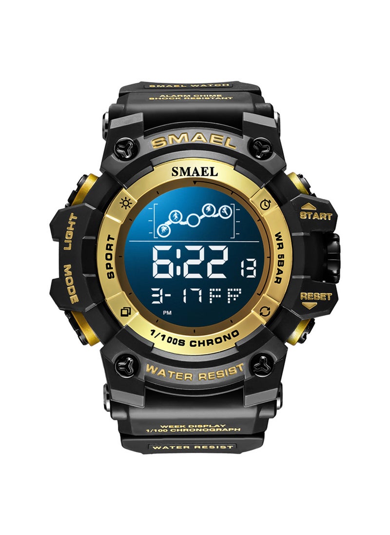 1 x 5 pcs SMAEL 8082 Waterproof Multifunction Sports Watch black gold