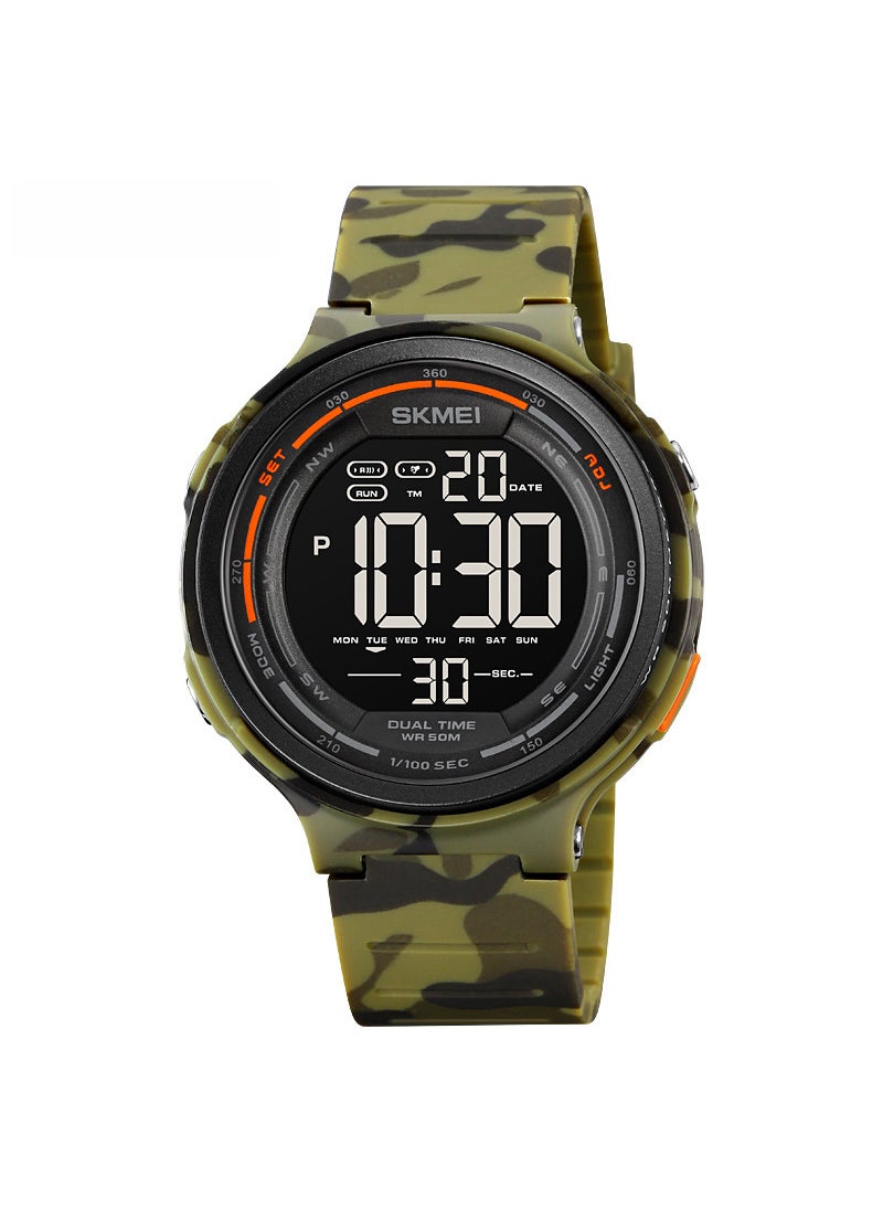 SKMEI Multifunctional Digital Watch Alarm Stopwatch Water Resistant Army green camouflage