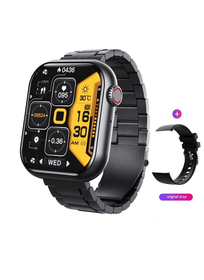 F57 Smart Watch Bluetooth Call HR  Temp Monitor Sports Band Three strains of black steel