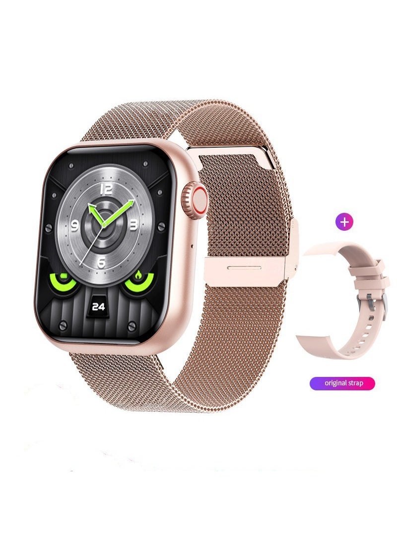 F57 Smart Watch Bluetooth Call HR  Temp Monitor Sports Band Milan Rose Gold