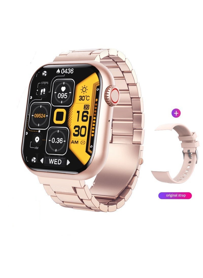 F57 Smart Watch Bluetooth Call HR  Temp Monitor Sports Band Three Rose Gold Steel