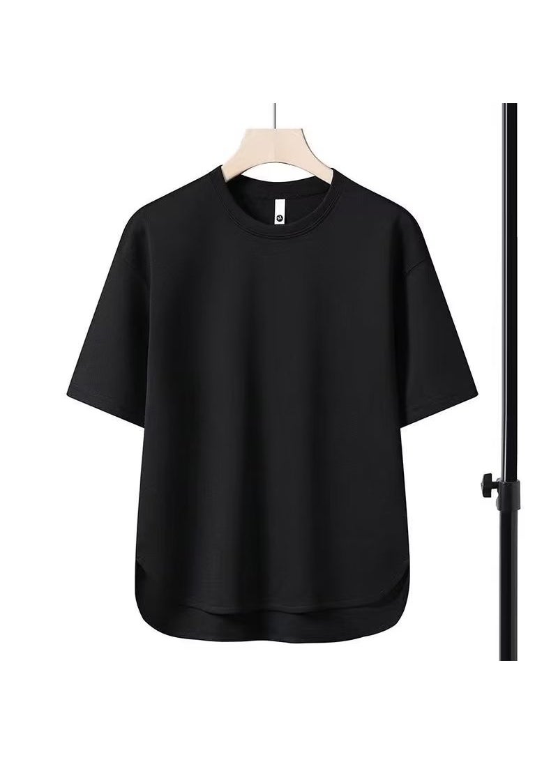 Summer Mens Casual Tees Basic Round Neck Black