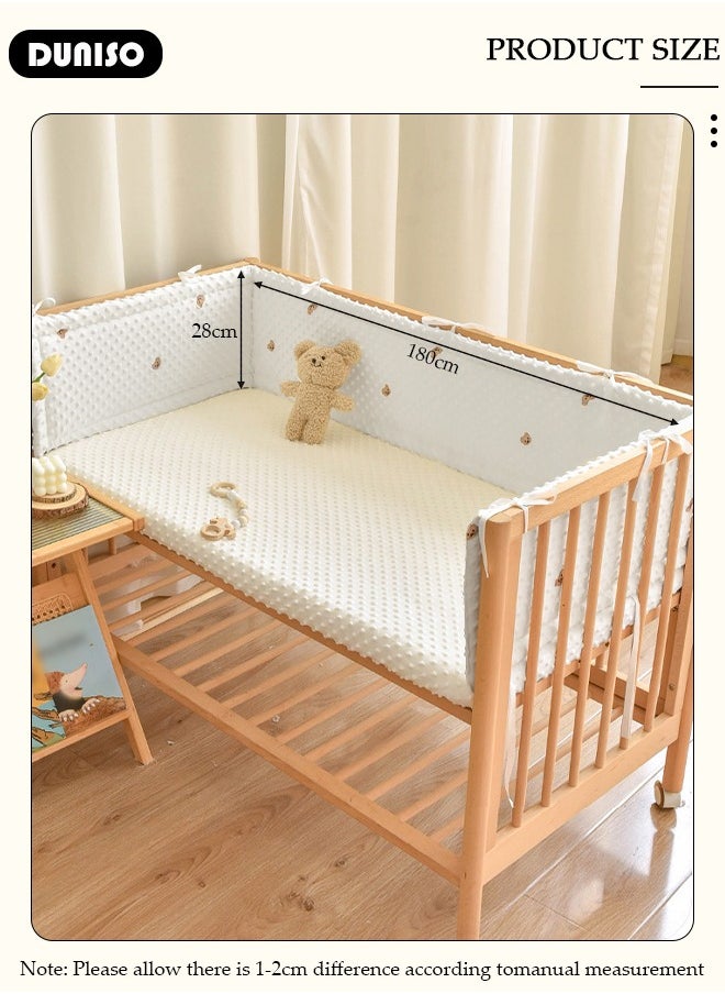 Cot Bumper, Crib Bumper, Breathable Mesh Cot Liner, Crib Rail Cover, Baby Boys Girls Nursery Breathable Crib Bed Liner Bumper Baby Crib Rail Cover Protector Guard Padded Cot Rail Wrap for Side Front Rails