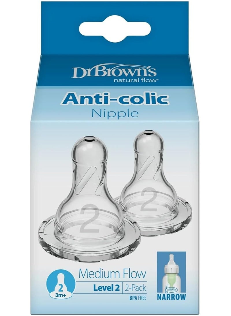 Dr. Brown's Natural Flow Level 2 Narrow Nipple (3m+) - Set of 2