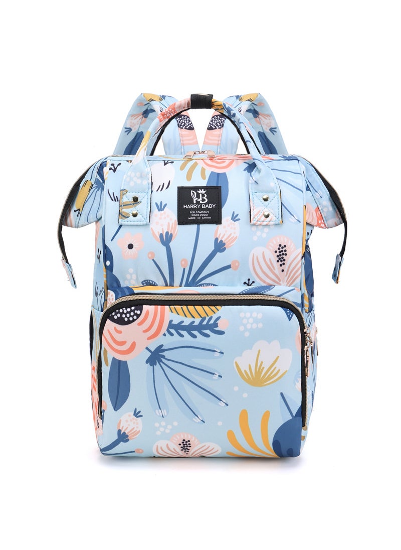 Lightweight Multi-function Diaper Bag Flower Blue