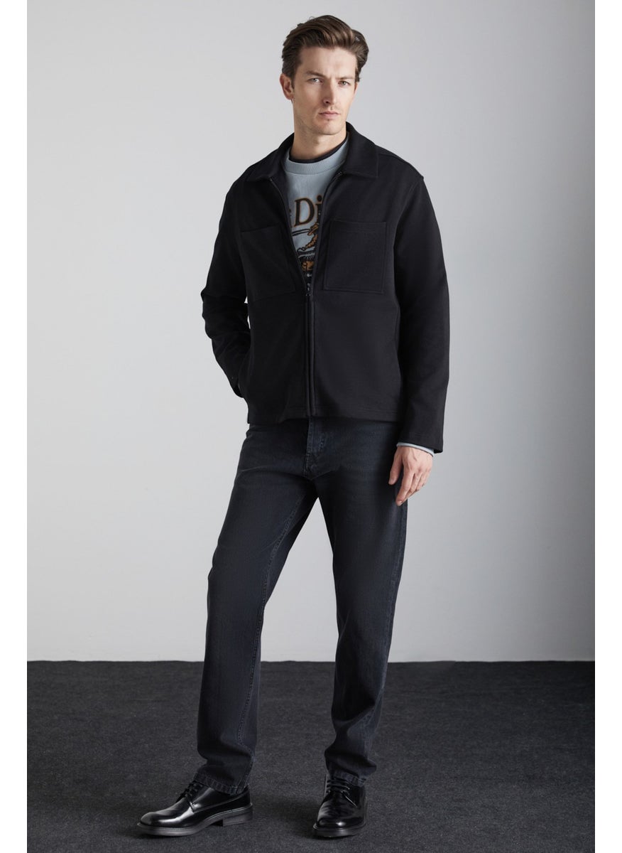 Calpe Men's 100% Cotton Black Jacket