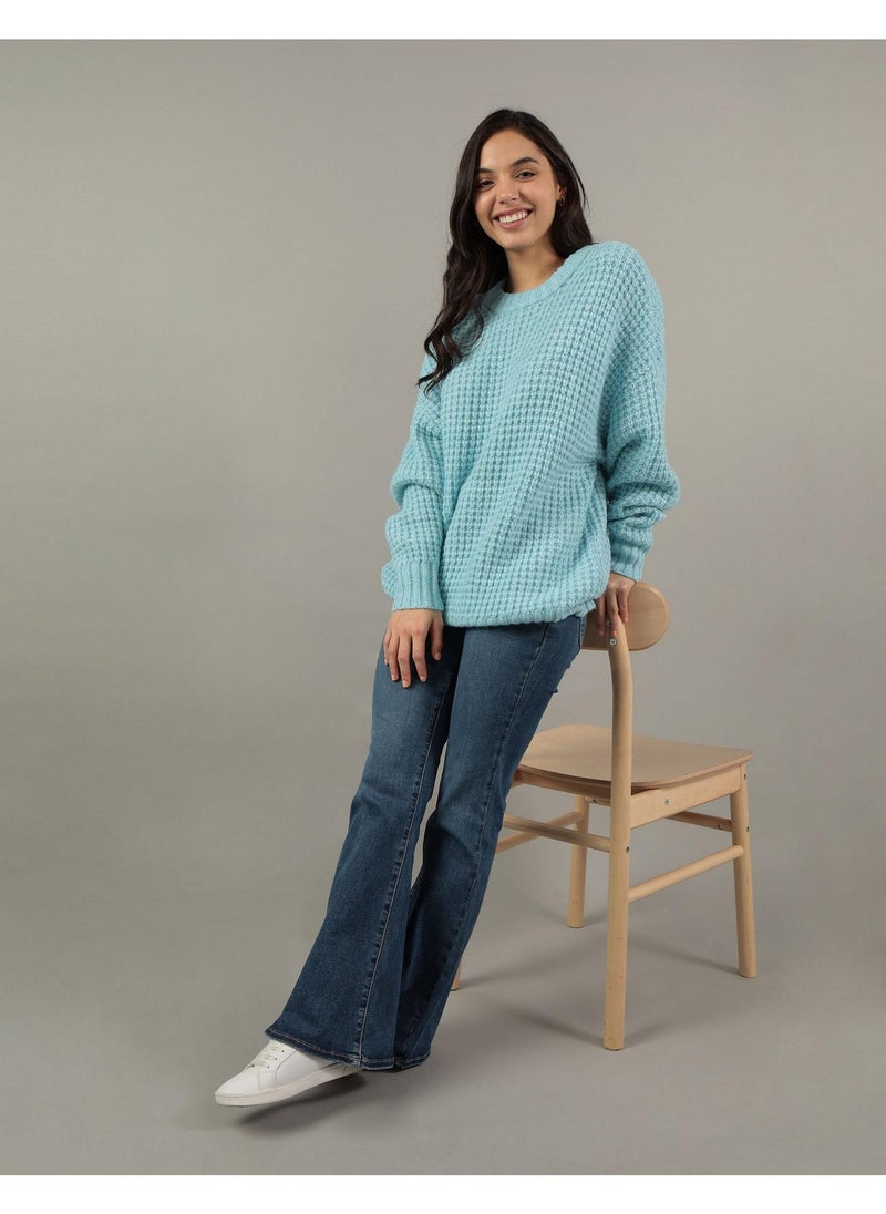 Oversized Waffle Crew Neck Sweater