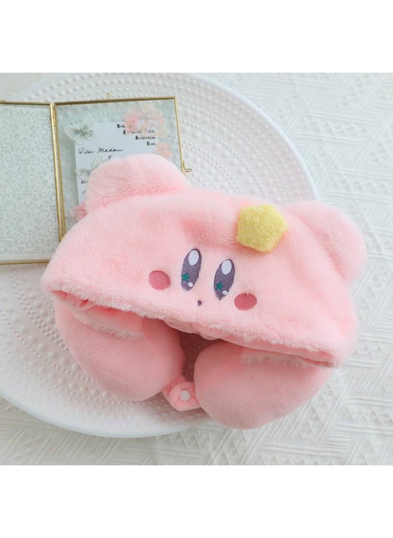 Cute Plush Hooded Neck Pillow Angry Duck U-shaped Travel Cushion Star Card