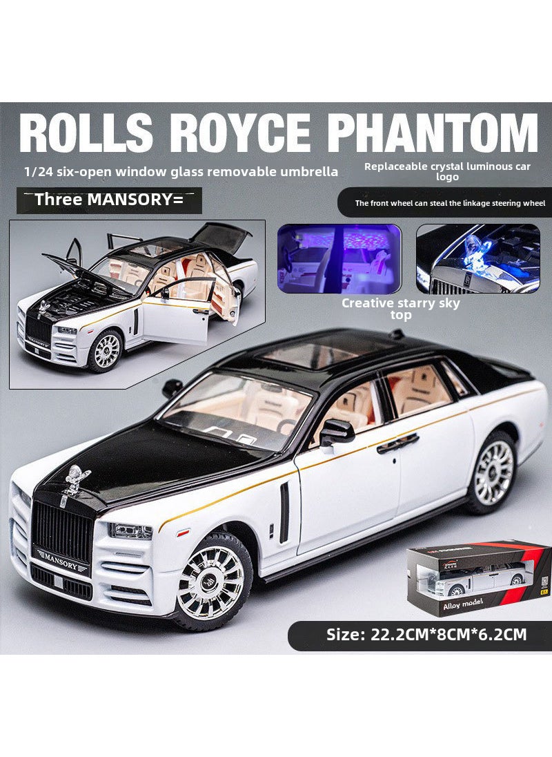 1:24 Scale Rolls-Royce Phantom Diecast Model Toy Car [Starsky Top] Jianyuan Phantom Meiruisha White and Black