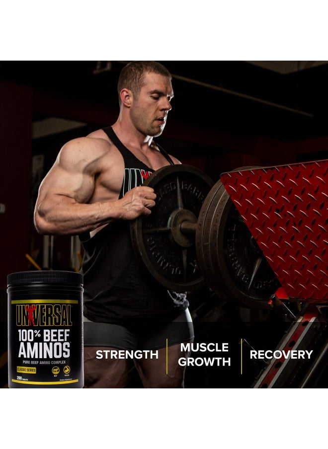 Universal Nutrition - 100% Beef Aminos -3g of Beef Protein Isolate for Recovery and Growth - 200 Tabs