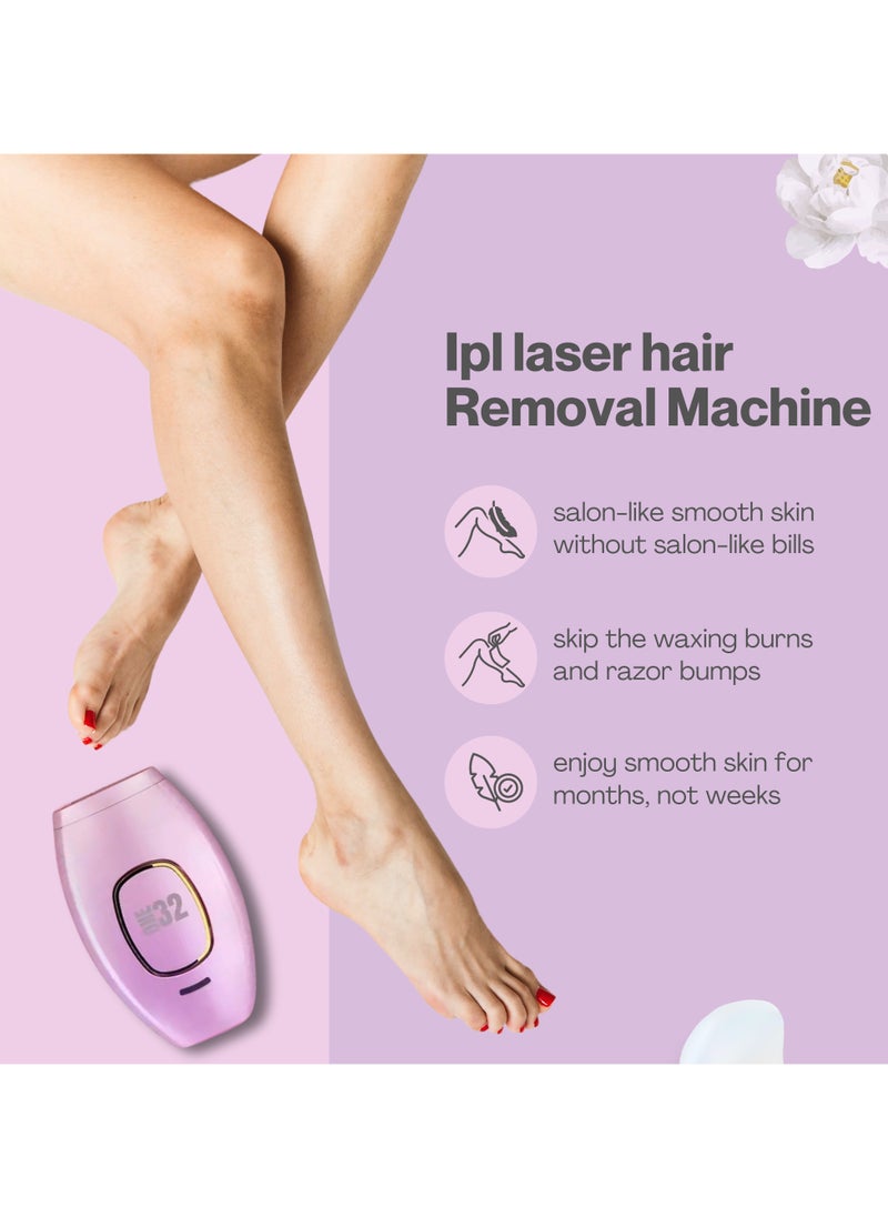 ONE32 | IPL laser hair removal device | Epilator for women | At-home laser hair removal for women | Complete body hair removal device | Comes with 990,000 flashes, 5 intensity levels, and auto mode