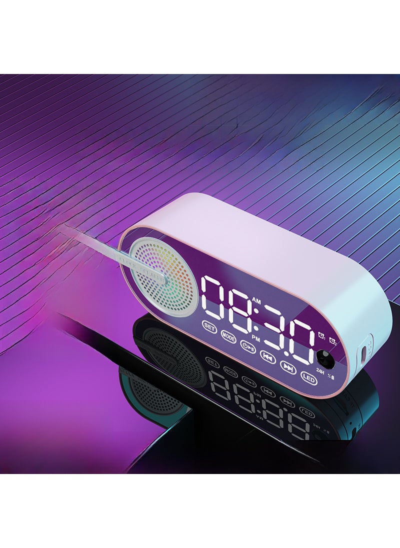 Bluetooth Speaker AI Alarm Clock Radio [Peach pink-induction version] clock + alarm clock + Bluetooth + TF card slot + night light + ultra-long standby