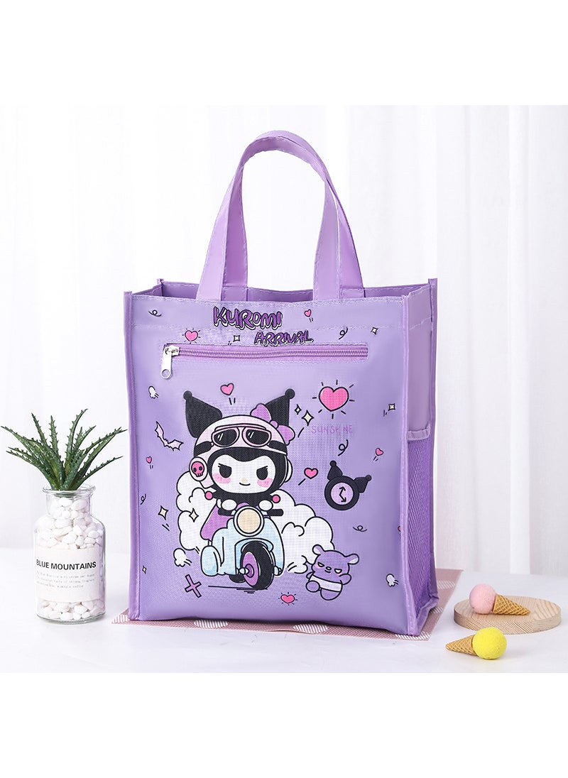 1 x 5 pcs Dual Layer A4 Art Case Cute Cartoon Student Carry Bag Waterproof No. 25 kurome d picture (lining on the inner layer)