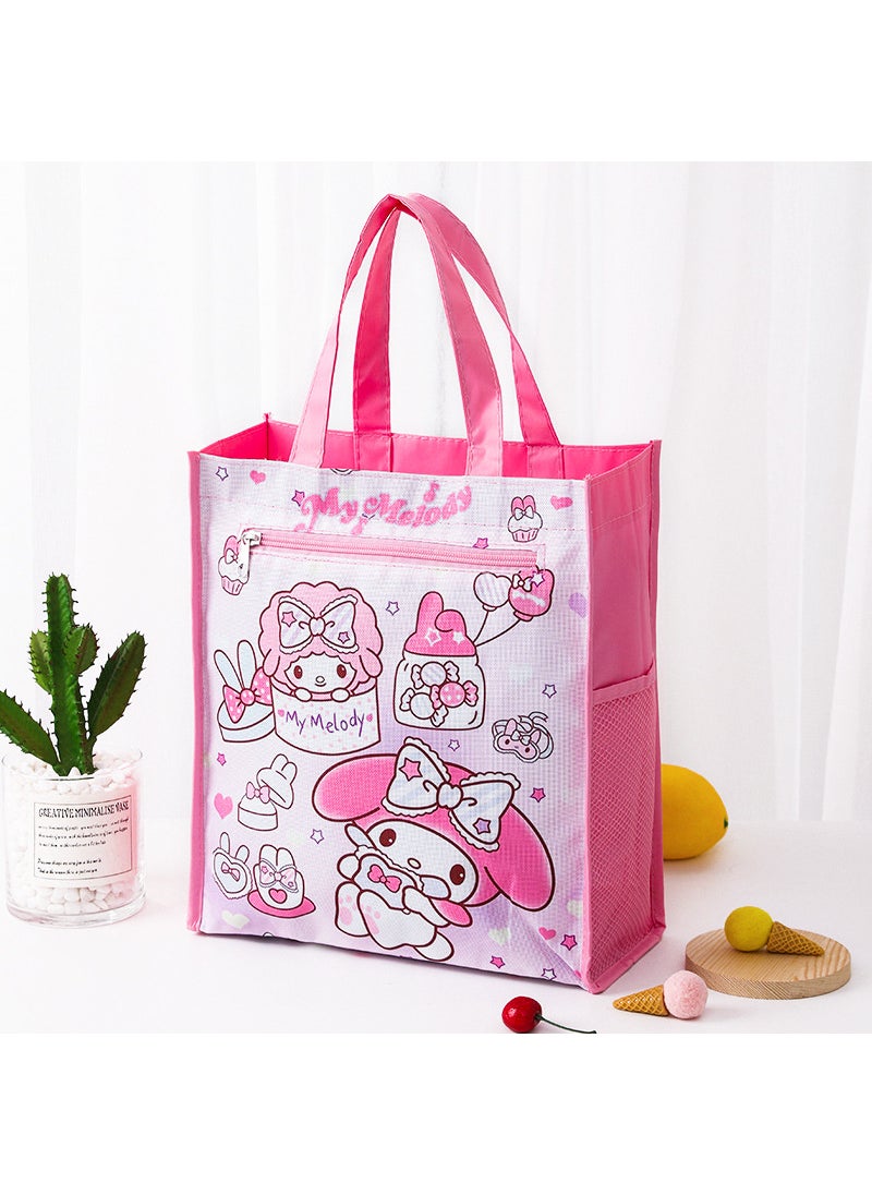 1 x 5 pcs Dual Layer A4 Art Case Cute Cartoon Student Carry Bag Waterproof No.3 melody (inner lining)