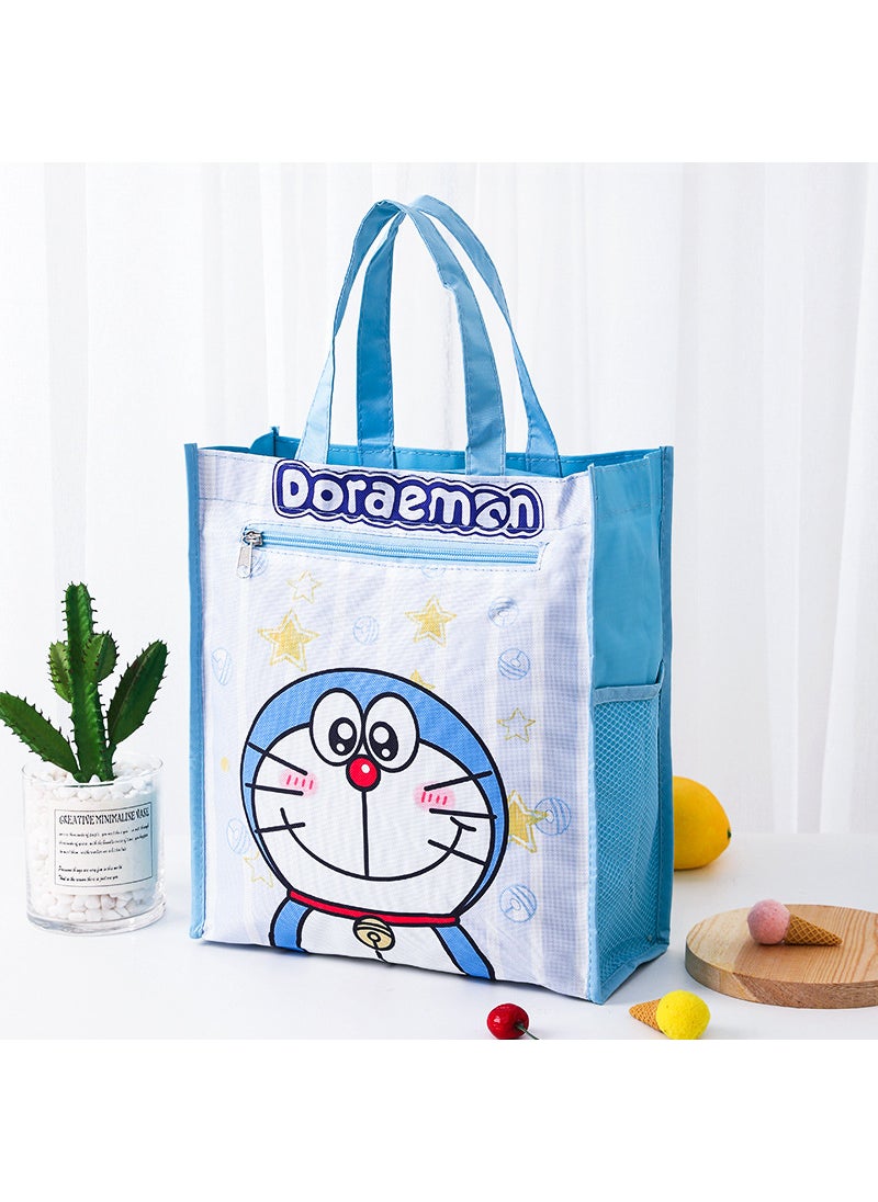 1 x 5 pcs Dual Layer A4 Art Case Cute Cartoon Student Carry Bag Waterproof No.15 blue jingle (inner layer with inner lining)