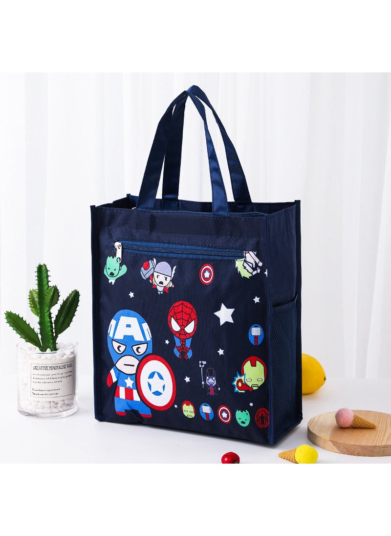 1 x 5 pcs Dual Layer A4 Art Case Cute Cartoon Student Carry Bag Waterproof No.20 Mengmeng US Team League (inner lining)