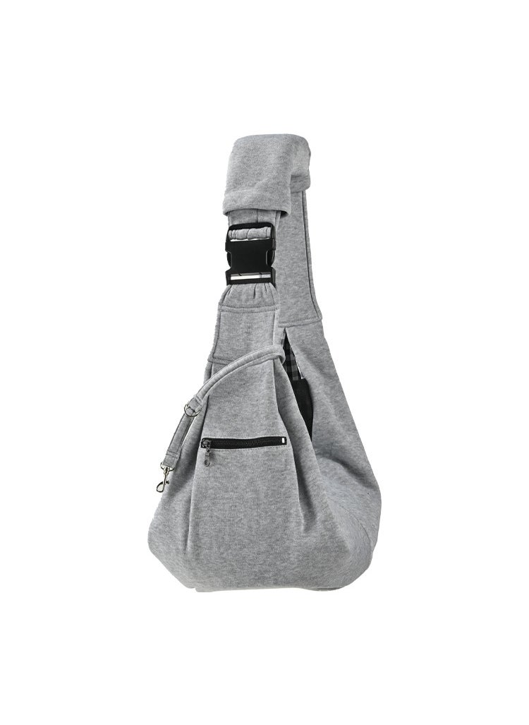 Adjustable Dog Backpack Pet Shoulder Bag Grey Mobile Shoulder Pad and Bottom Plate Clasp Bag