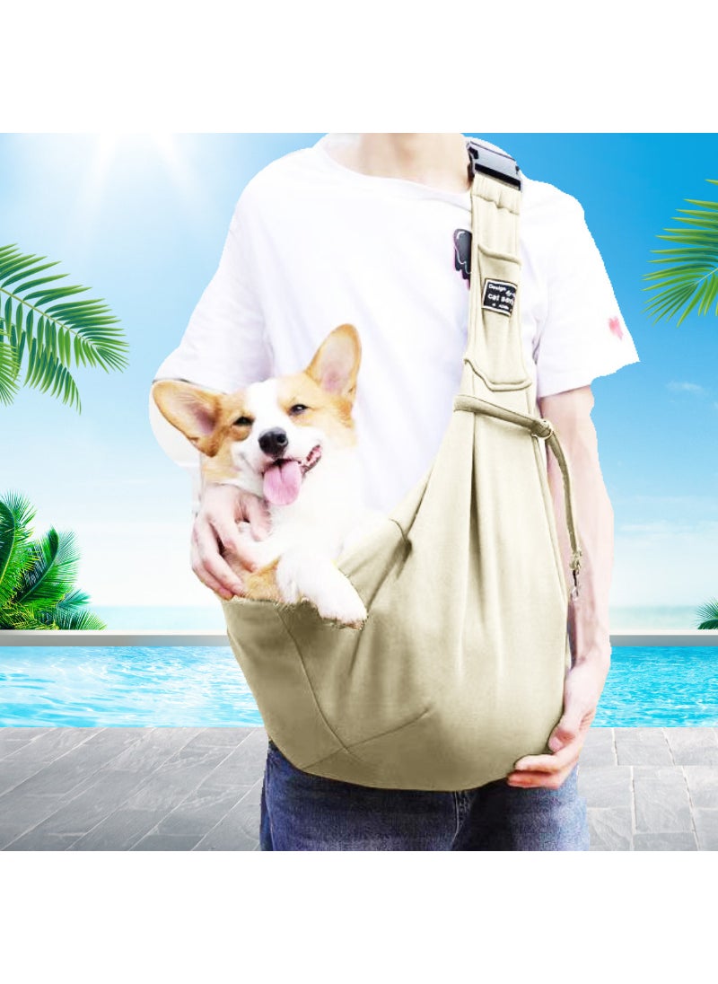 Adjustable Dog Backpack Pet Shoulder Bag Apricot Buckle Bag