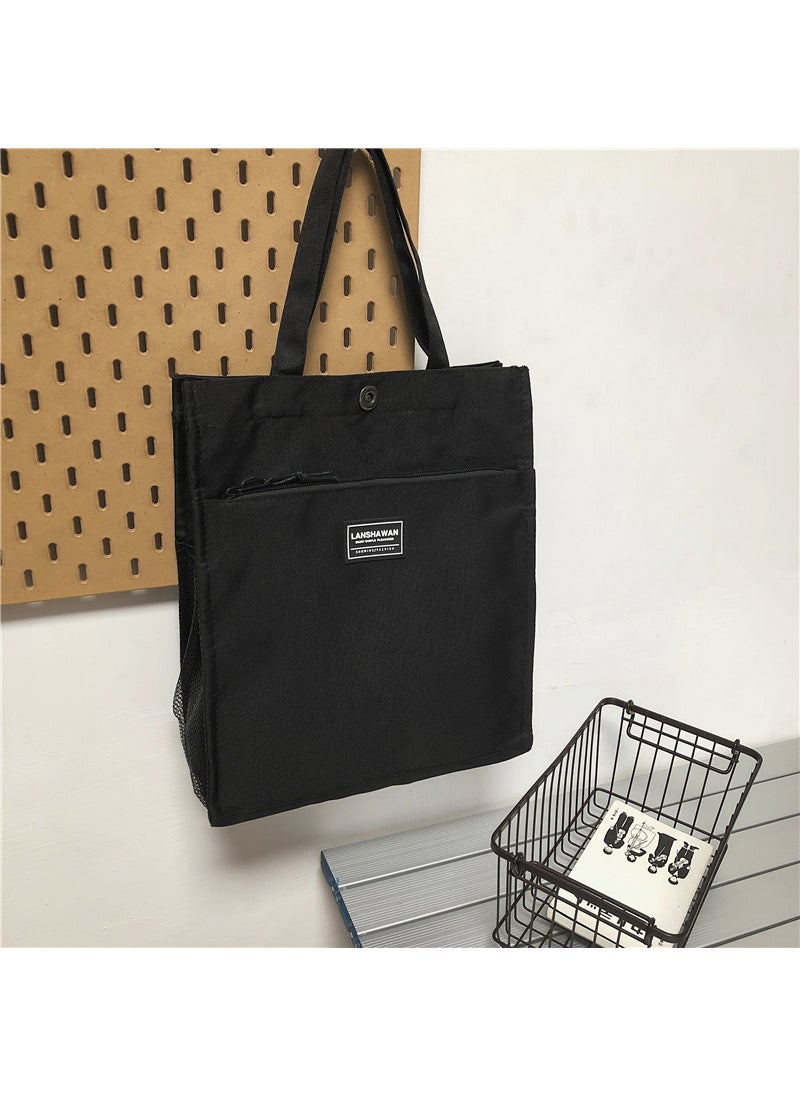 1 x 5 pcs New Korean Style Oxford Tote Bag Black