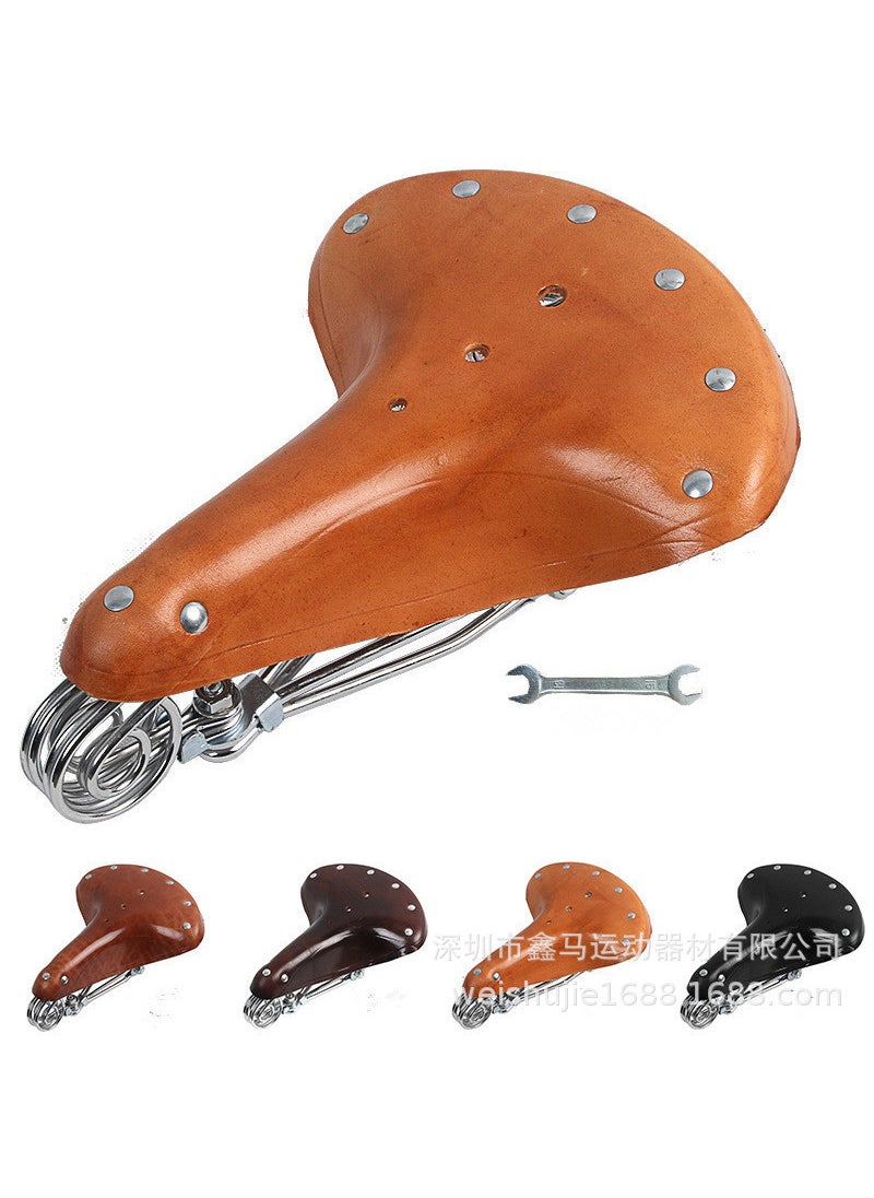 1 x 5 pcs Vintage Leather Bike Saddle Cushion Dark brown