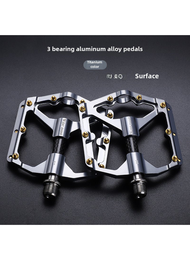 1 x 5 pcs WEST BIKING Carbon Pedals MTB High-Polish Titanium