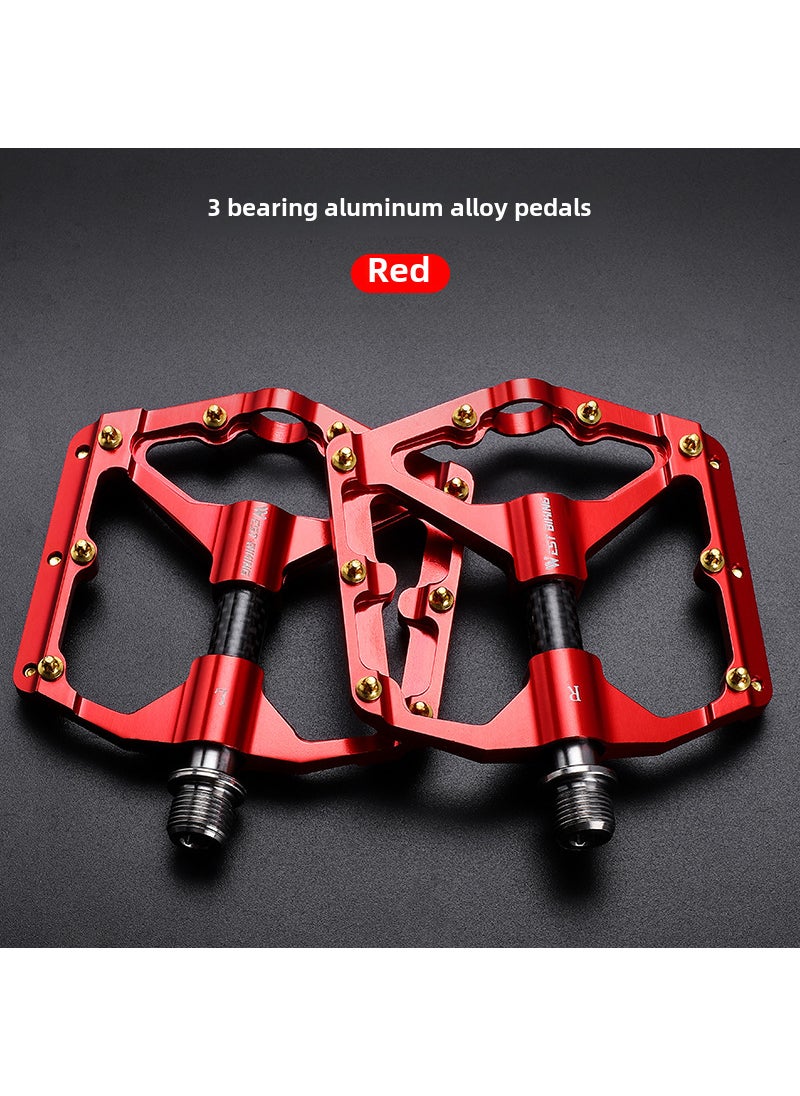 1 x 5 pcs WEST BIKING Carbon Pedals MTB High-Polish Red