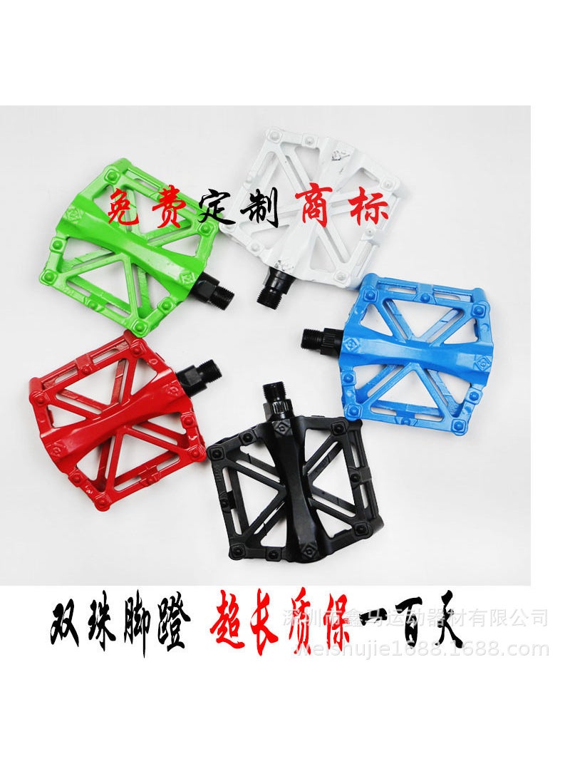 1 x 5 pcs Aluminum Alloy MTB Pedals Wide Platform Cycling Accessories Green