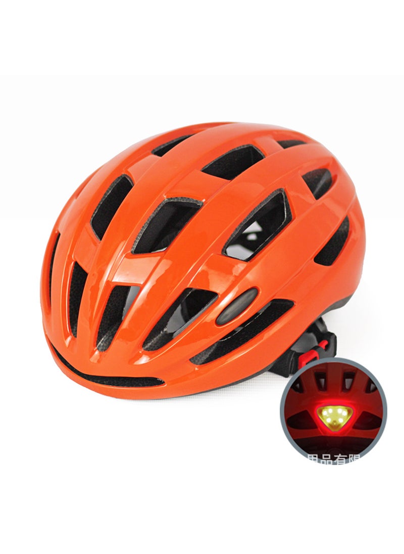 Bike Helmet with Light, Unisex, Mountain Road, Breathable Safety Gear Orange (safer with light)