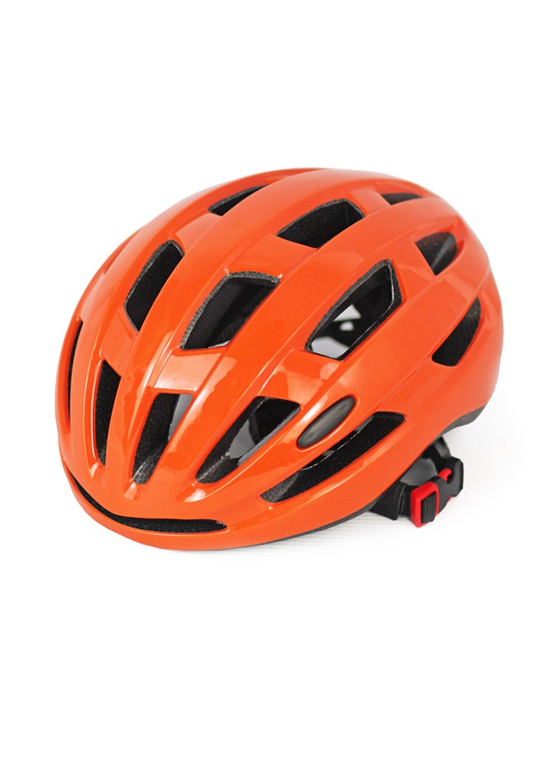 Bike Helmet with Light, Unisex, Mountain Road, Breathable Safety Gear Orange (integrated molding is safer)