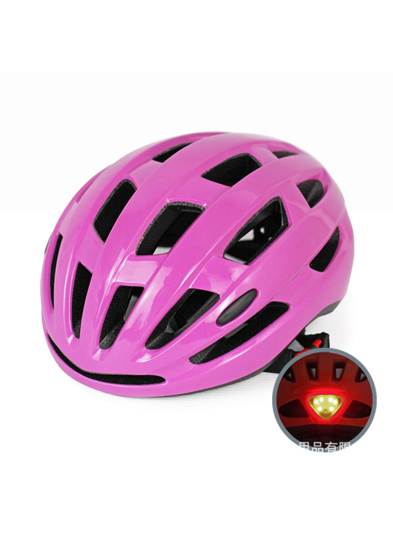 Bike Helmet with Light, Unisex, Mountain Road, Breathable Safety Gear Purple (safer with light)