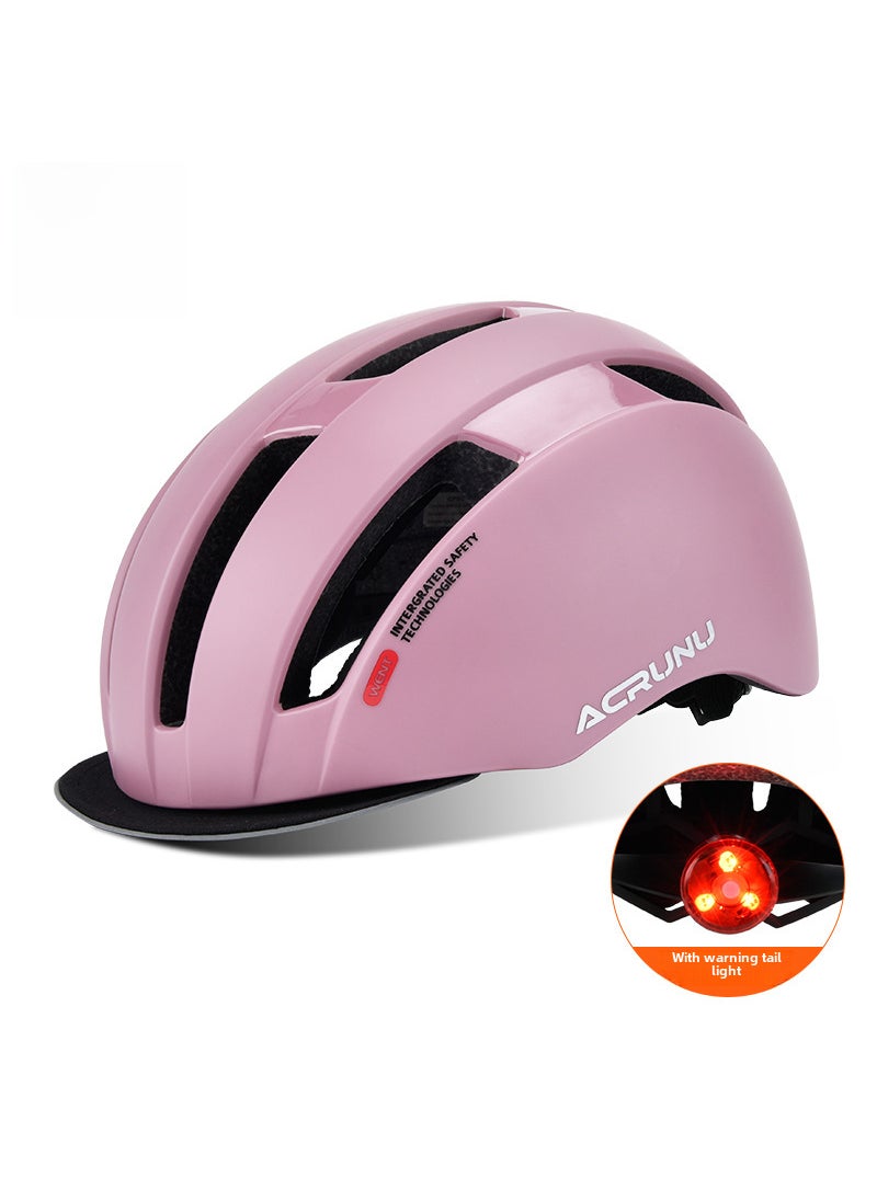 ACRUNU Bike Helmet Safety Road MTB Cycling Cap Desert Rose (light and breathable) with tail light