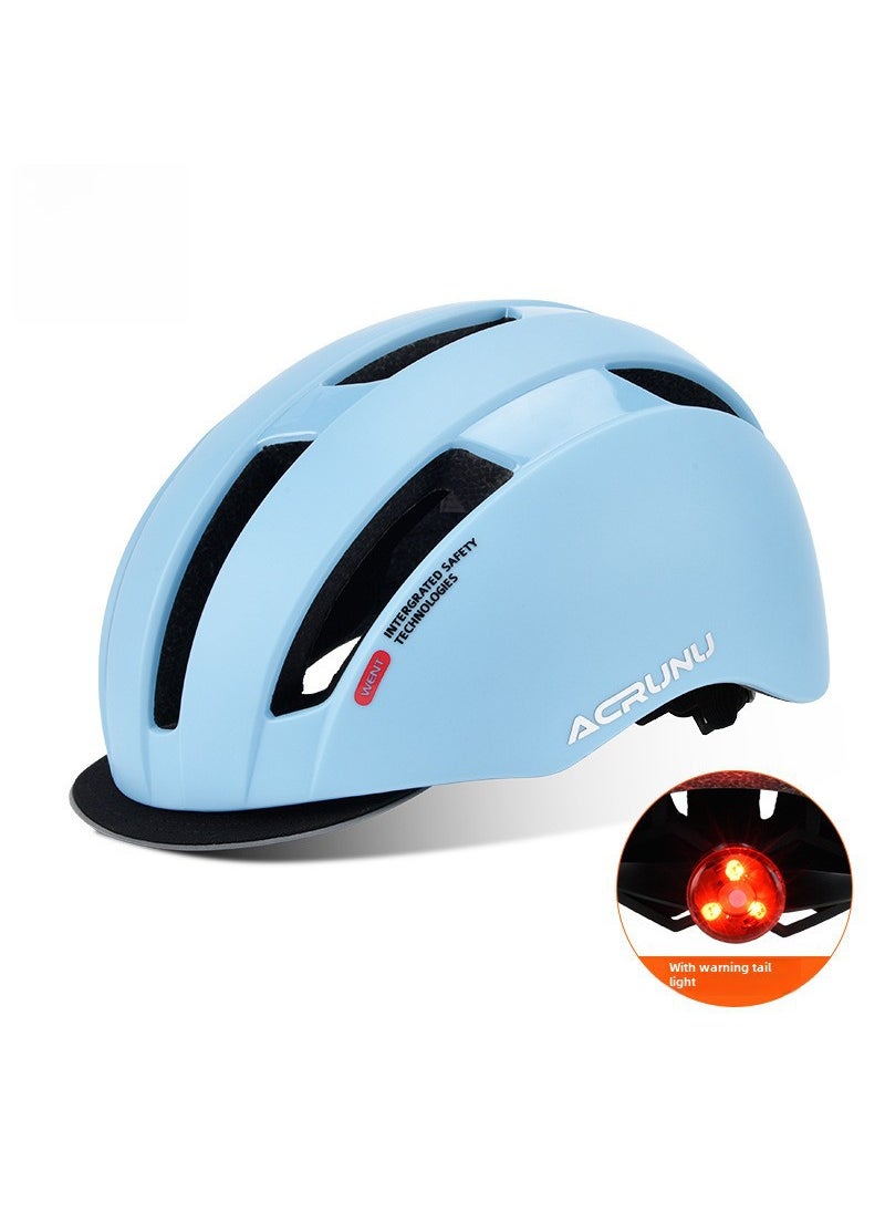 ACRUNU Bike Helmet Safety Road MTB Cycling Cap Lake Blue (light and breathable) with taillights