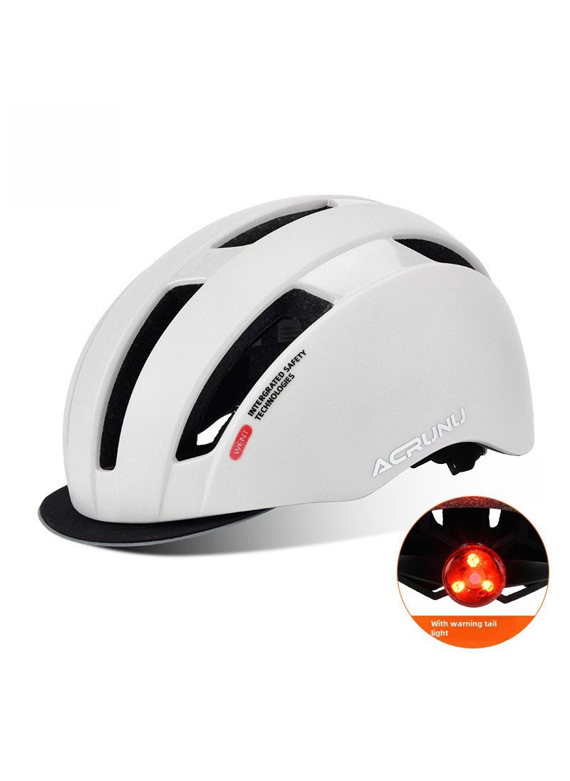 ACRUNU Bike Helmet Safety Road MTB Cycling Cap Arctic White (light and breathable) with tail light