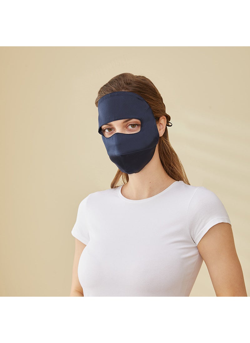 2024 Silk Face Cover Breathable UV Protection Navy blue