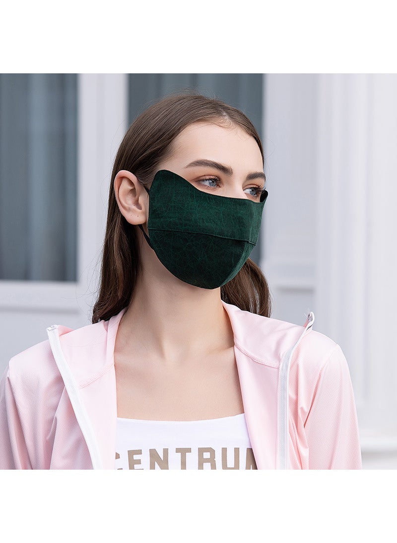 Luxury Silk Face Mask Adjustable Breathable Green Moire