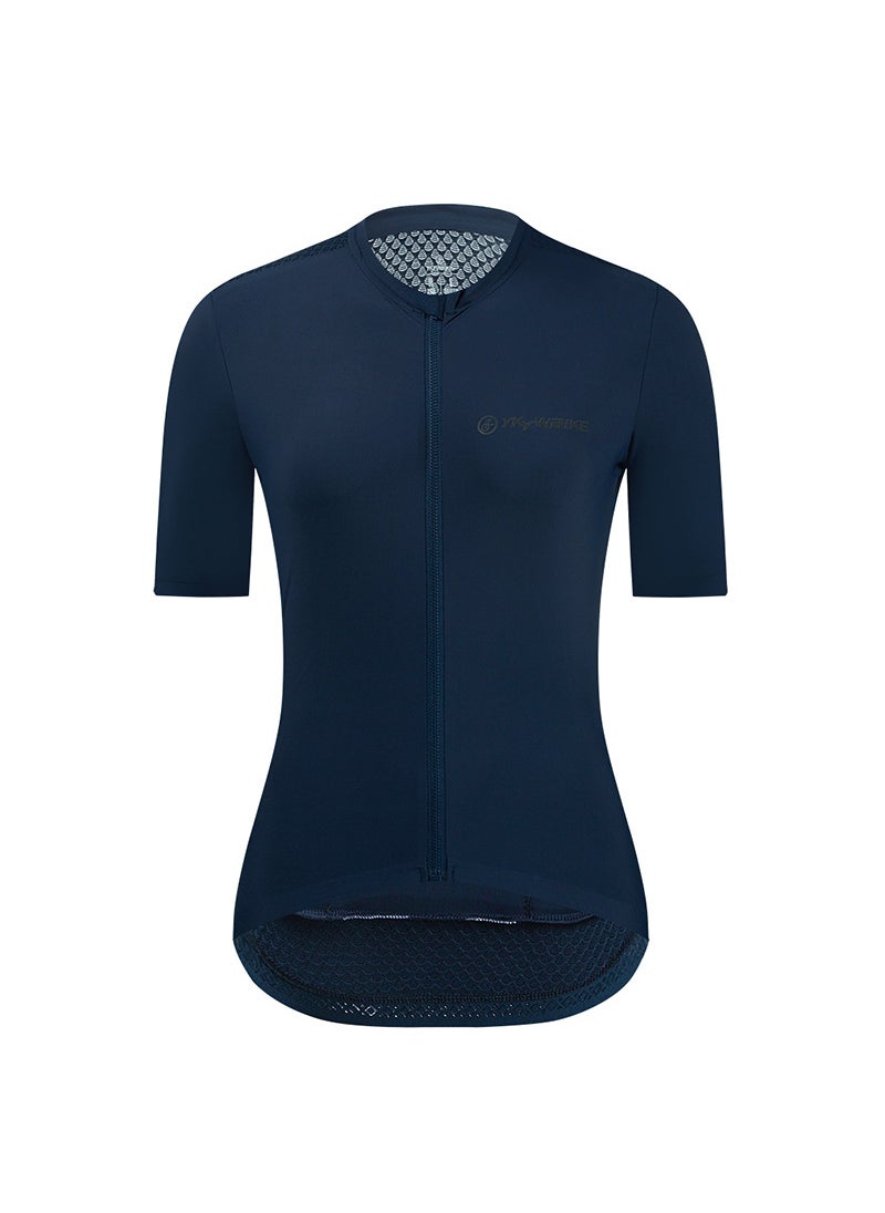 YKYW SiFansi 2023 Womens Slim-Fit Breathable Quick-Dry Short Sleeve Cycling Top YJZ365W-dark blue