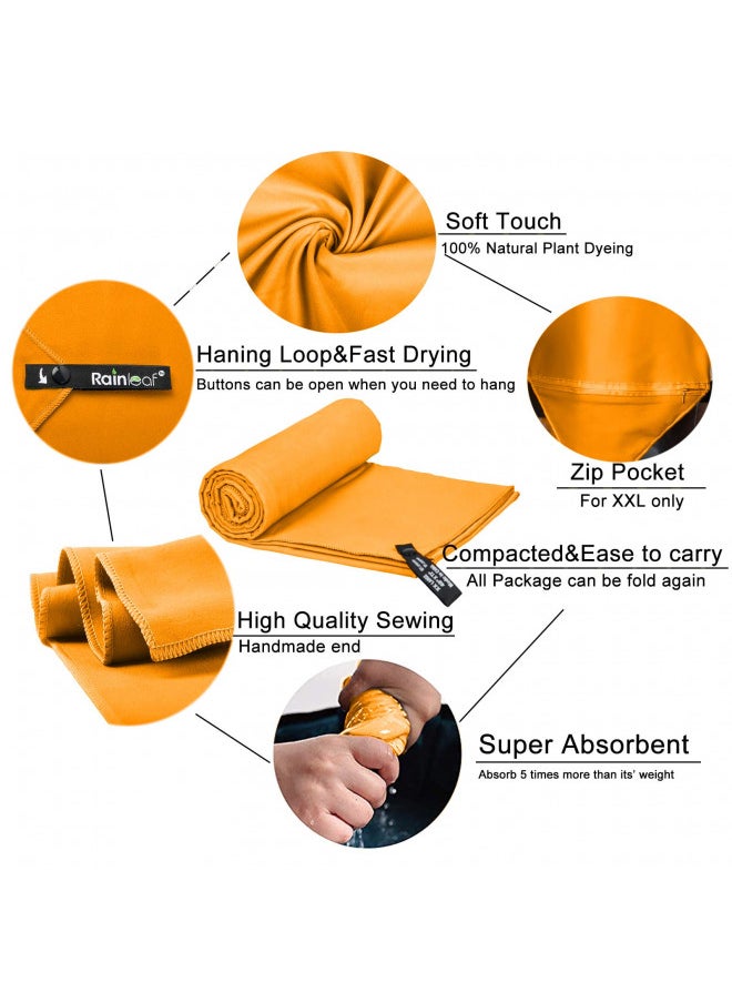 Rainleaf Microfiber Towel,Orange,40 X 72 Inches