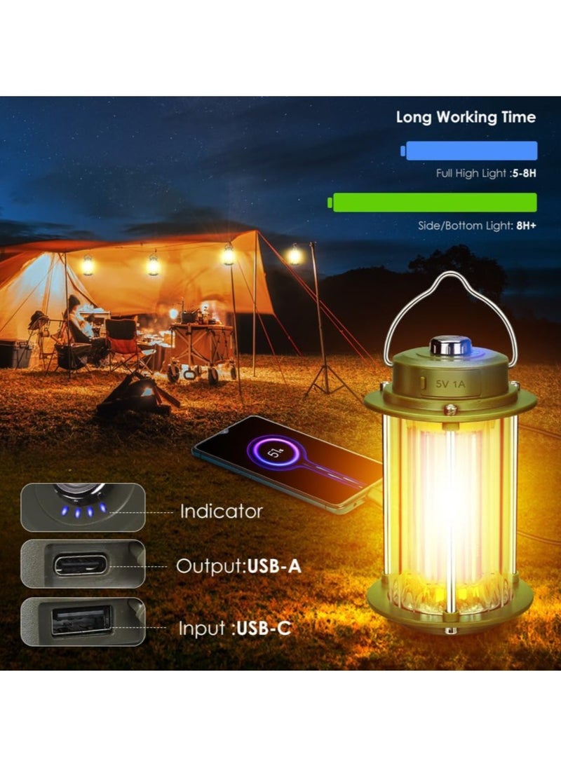 Rechargeable Outdoor Camping Lantern With Power Bank Function, Warm & White Light, Stand & Handle Design