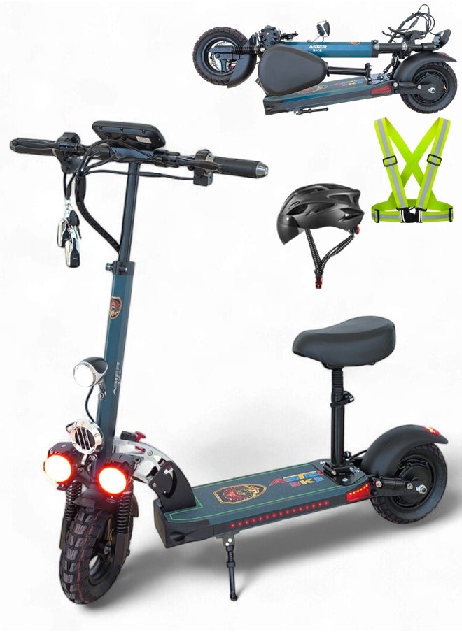 Foldable Electric Scooter with 2000W Motor, 48V 13Ah Battery, 25-30 KM Range, 65KM Max Speed, Removable Seat and Bluetooth Speaker