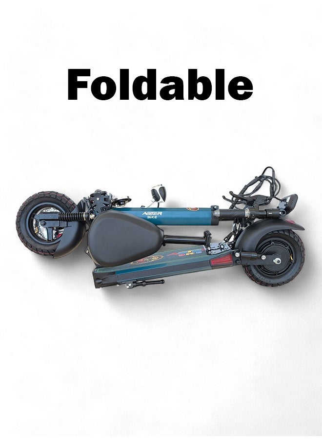 Foldable Electric Scooter with 2000W Motor, 48V 13Ah Battery, 25-30 KM Range, 65KM Max Speed, Removable Seat and Bluetooth Speaker