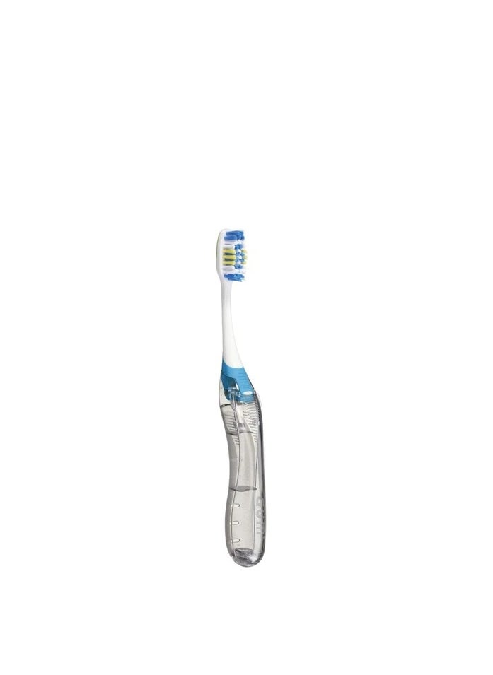 GUM Travel Toothbrush with Bristles & Folding Handle, Soft Bristles, 2 Count
