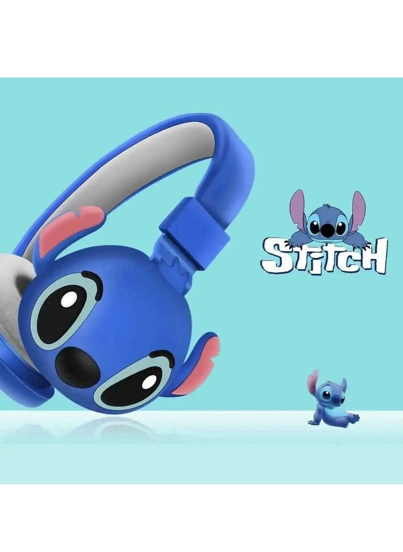 Kids Bluetooth Wireless Stitch Headphone 3D Stitch Ears Kids Over Ears Headset Soft Ear Pads